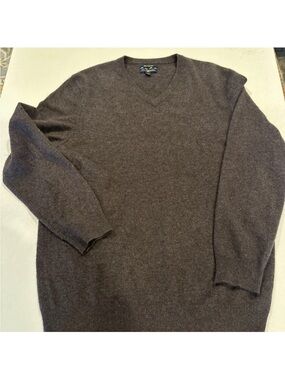 Charter Club V Neck Cashmere Sweater In Chocolate Brown Men’s Size Large Preppy